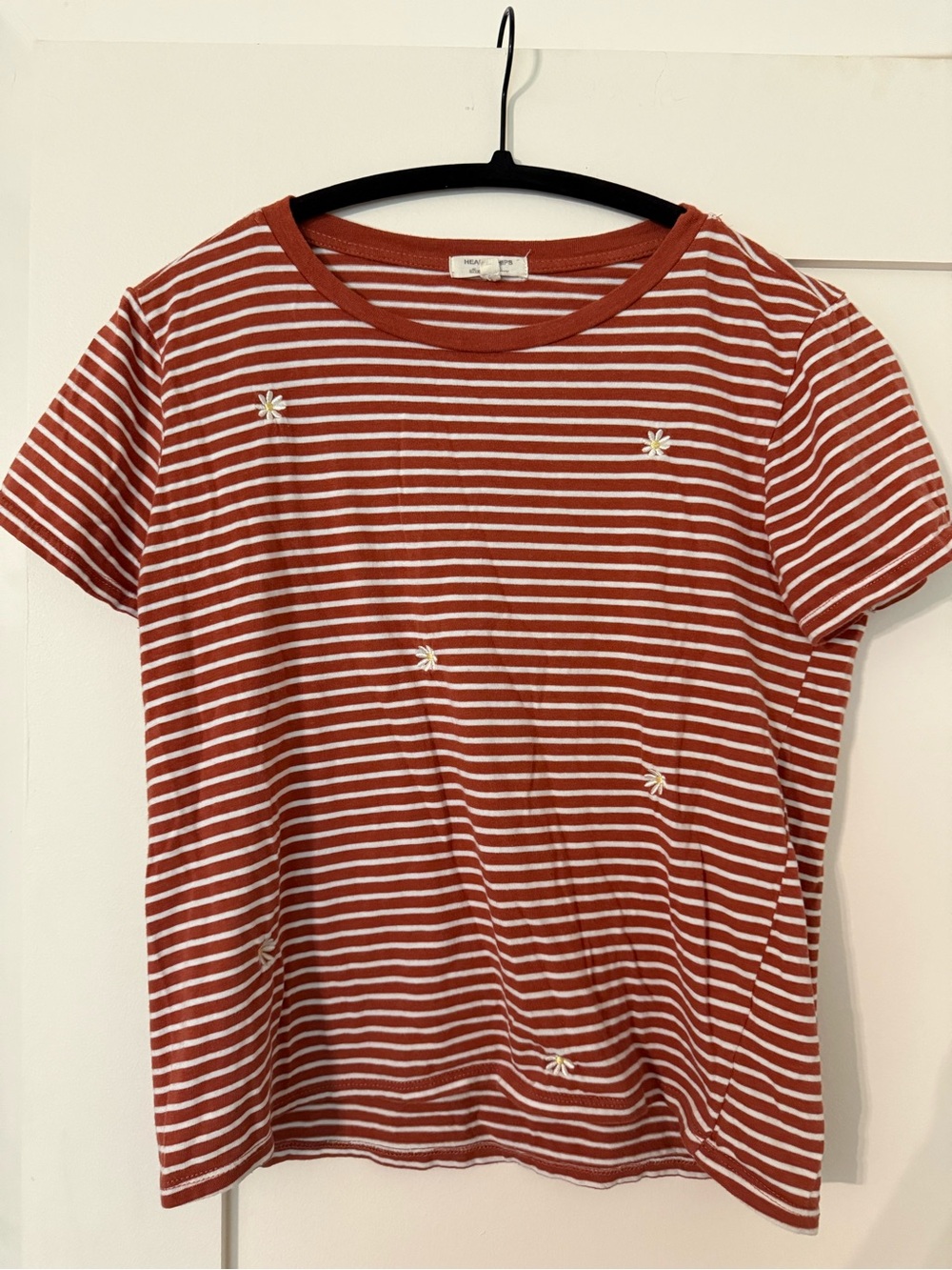 Heart & Hips Striped Embroidered Daisy Tee